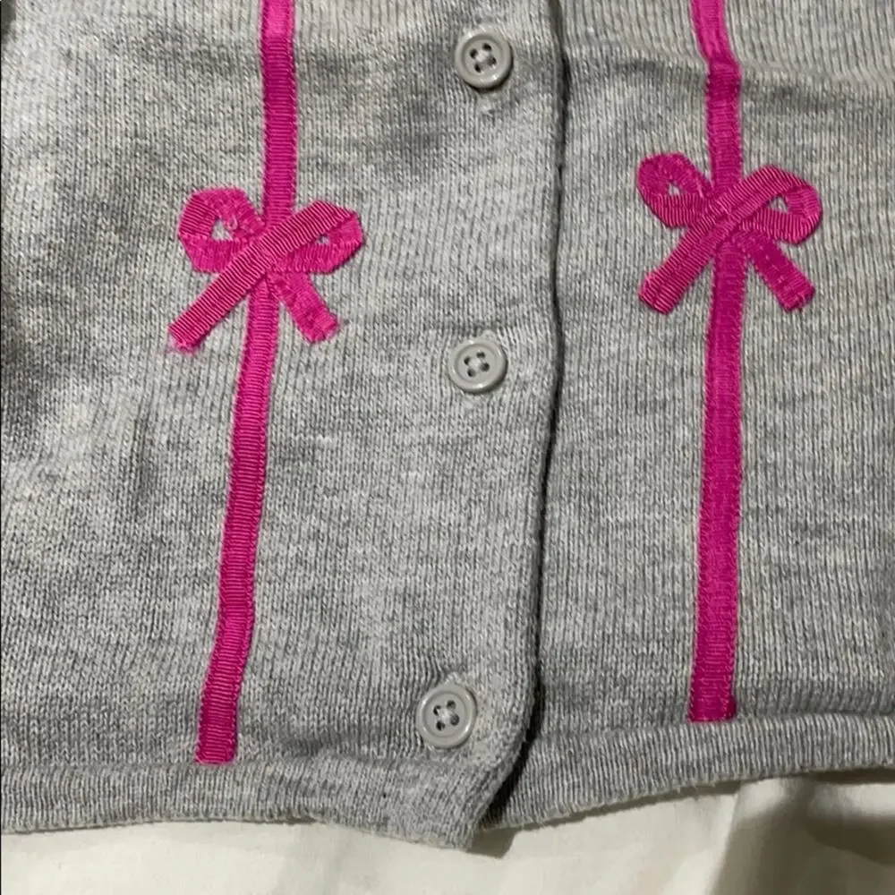 Gymboree 2t grey hot pink bows sweater worn once